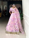 LNB1036 Tabby Silk Floral Print With Lace Touch Up Lehenga With Blouse Dupatta Wholesale In India
